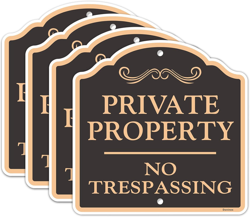 Large (4 Pack) Private Property No Trespassing Sign, 12X12 Inches Reflective Alu