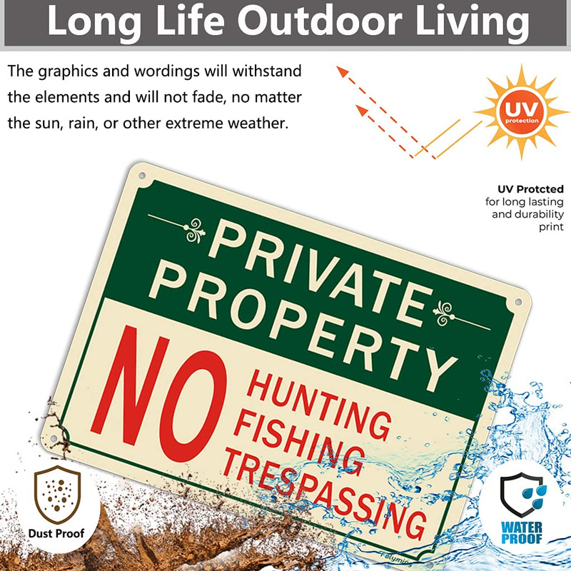 4 Pack Private Property No Hunting No Fishing No Trespassing Signs 10X 7 Inch…