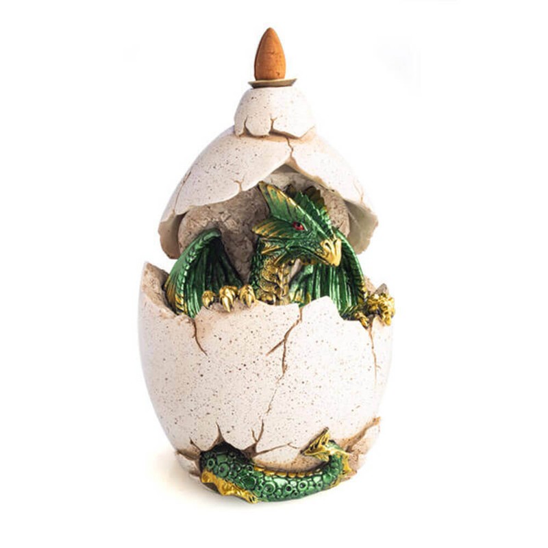 Hatching Design Dragon Egg Backflow Incense Burner w/ LED Light Perfect Display