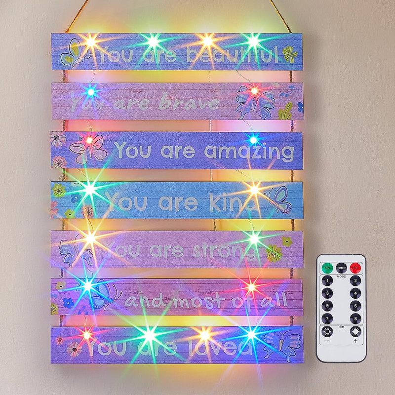 Girls Room Décor for Teen with LED Light Purple Butterfly