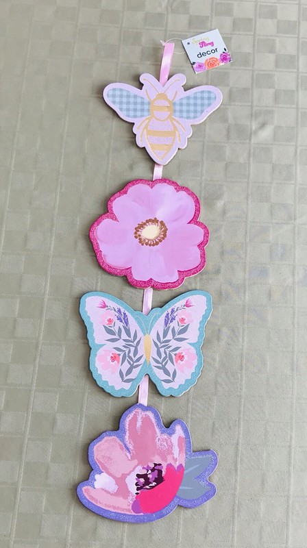 Bee Butterfly Flower Sign Summer Spring Glitter Metallic Wall Door Porch NEW