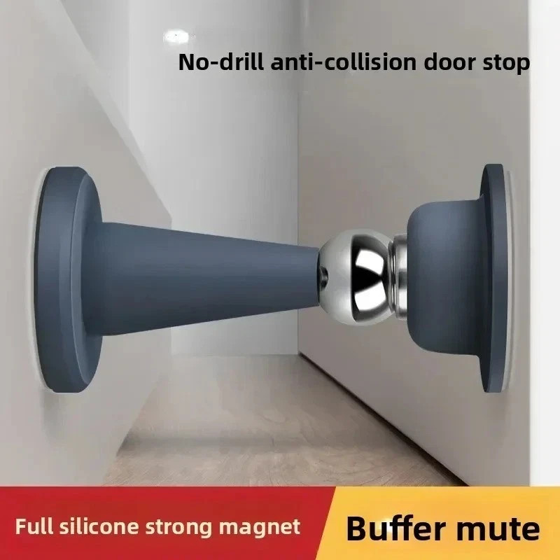 1pc No Drill Silicone Door Stopper Strong Suction Floor Protector – NEW