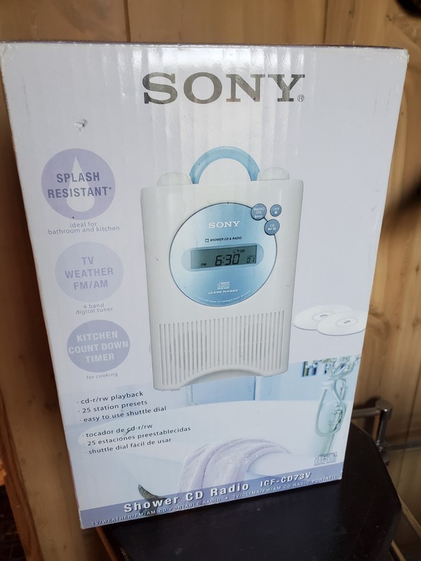 Sony Vintage ICF-CD73V White Shower CD Player/Radio/Clock New Open Box