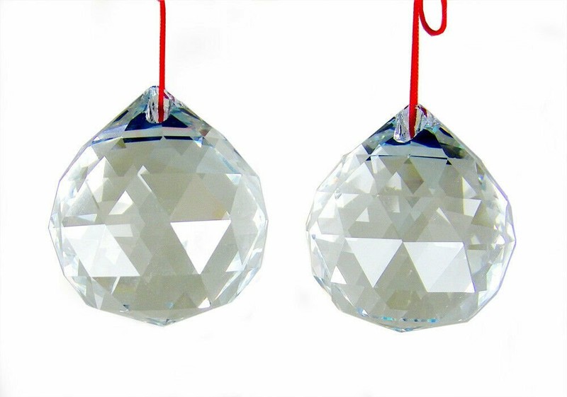 40MM BALLS 2 PACK LARGE CRYSTAL PRISM SUNCATCHER FACETED FENG SHUI – USA SELLER