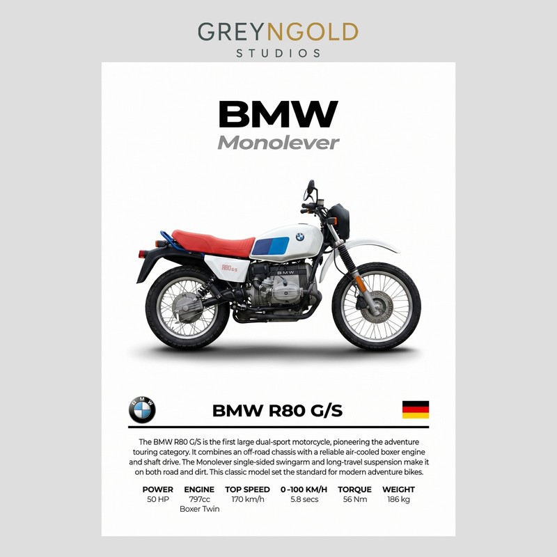BMW Monolever Motor Bike Wall Art Print pick size A4/A3/A2/90x60cm