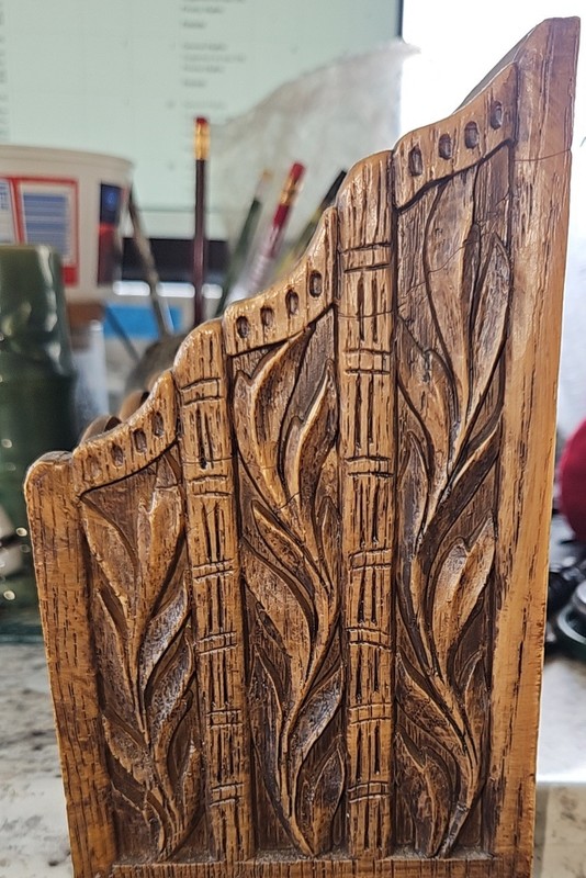 Vintage Floral Carved Faux Wood Letter Holder Mail Organizer Storage Caddy Desk gallery