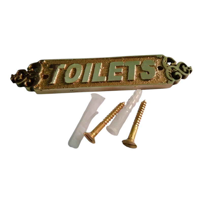 Vintage Solid Brass Toilet Door Sign Plaque – Nautical Style Bathroom Decor gallery