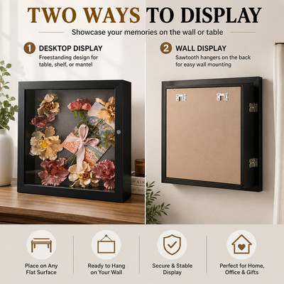 11x11 Shadow Box Frame Display Case 2-inch for Collages Mementos Collections gallery
