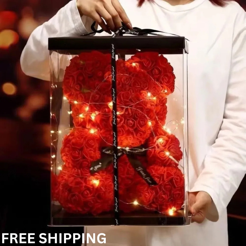 Wedding Rose Teddy Bear With Box For Women Valentines Girlfriend Birthday Gifts
