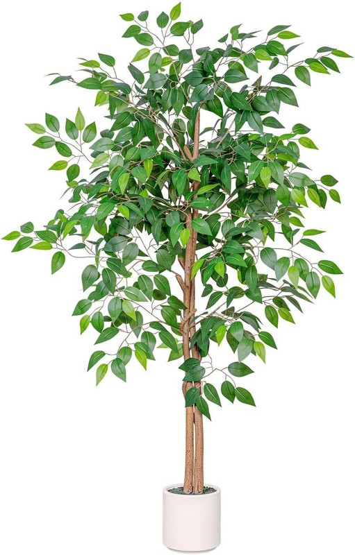 Artificial Ficus Tree 5FT Tall, Faux Ficus Tree Indoor Outdoor, Fake Silk Ficus
