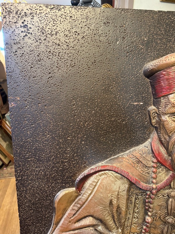 Huge Finesse Originals "Seated Asian Man" Fiberglass 3D Sculpture-56" x 36" x 7" gallery