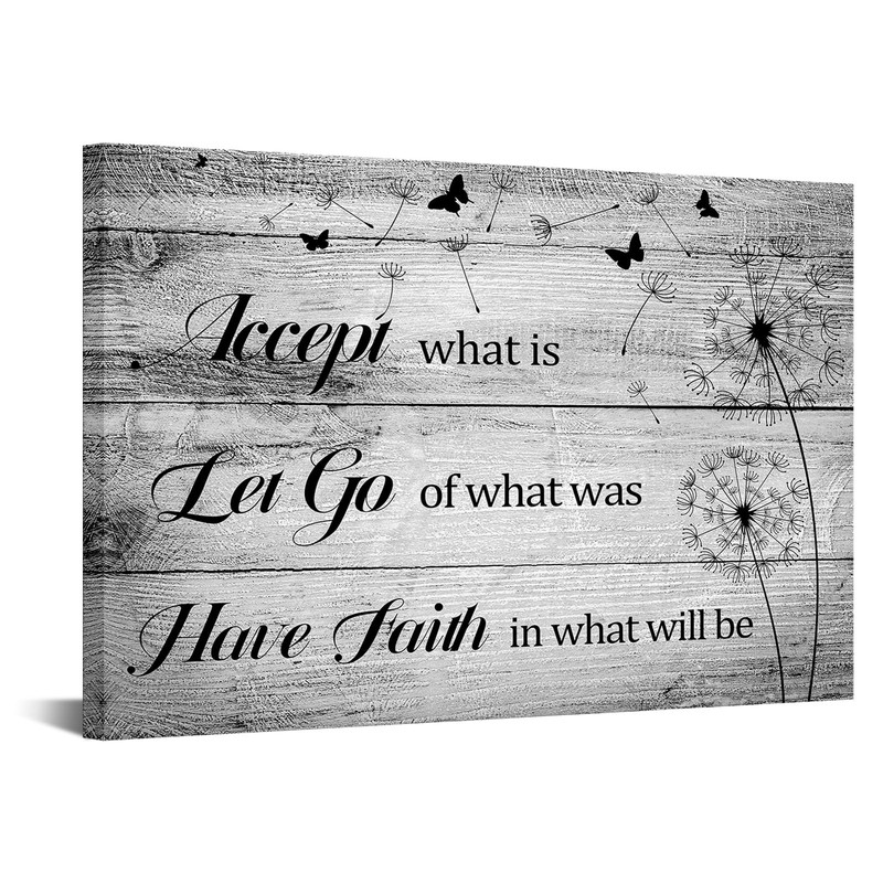 Rustic Family Quote Sign – 16×24” Dandelion Canvas Wall Art, “Accept What is…