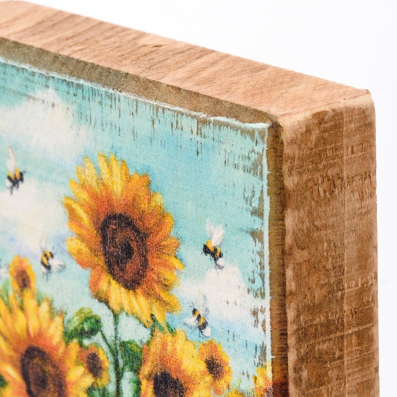 Primitives by Kathy Sunflowers Block Sign Home Decor Tier Tray Spring Summer gallery