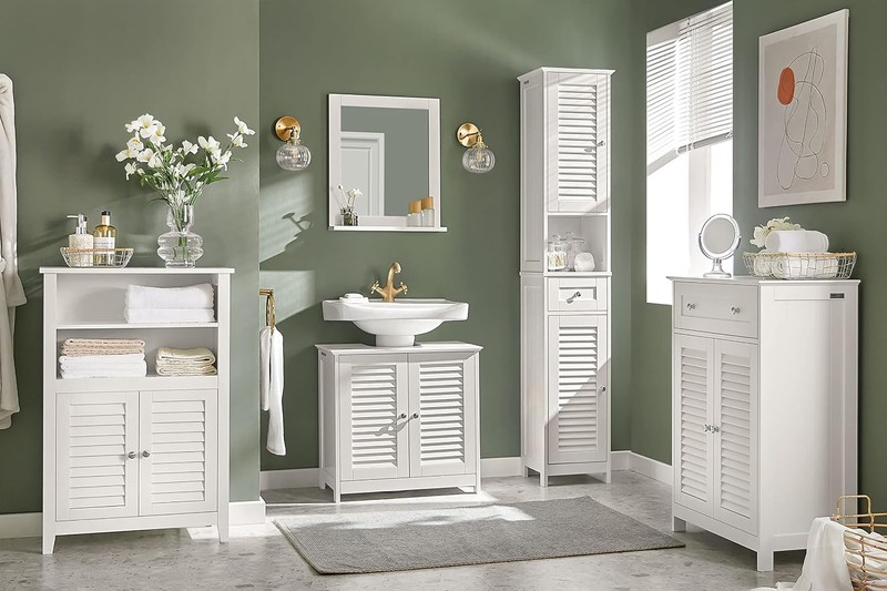 Narrow Bathroom Storage Cabinet, 67" Tall Skinny Bathroom Shelf with Drawers, gallery