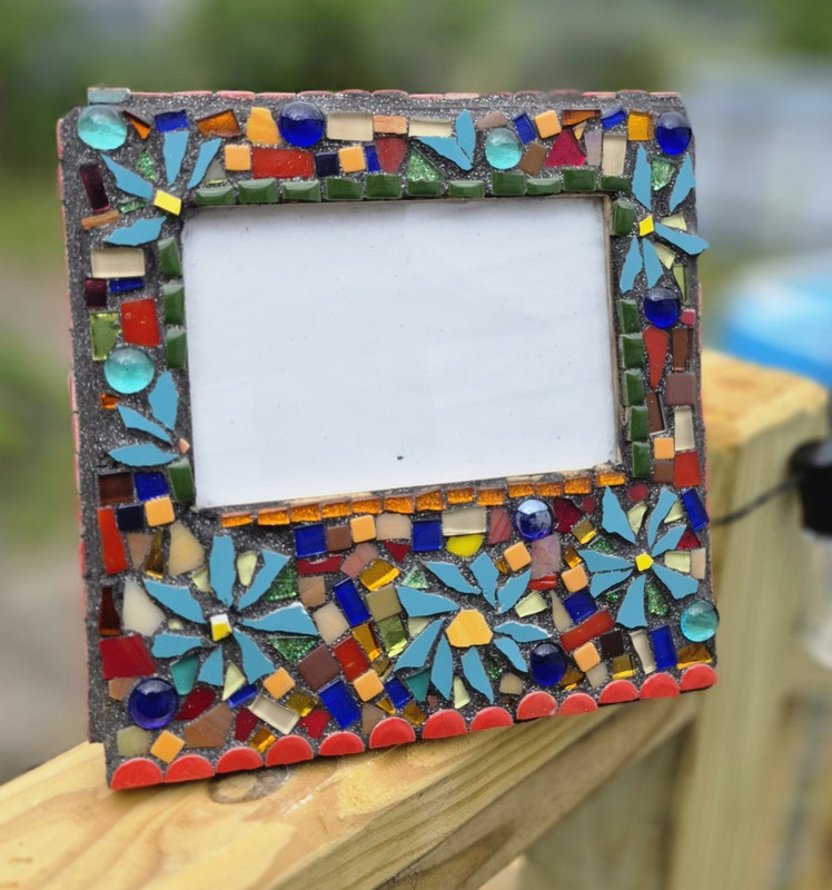 Handmade Multicolor Glass Mosaic Rectangle Photo Frame 3.5×5 Landscape