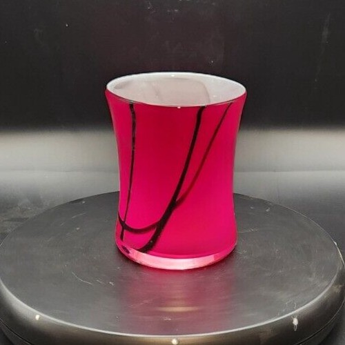 Hand-Blown Red and Black Glass Vase: Perfect for Flowers gallery
