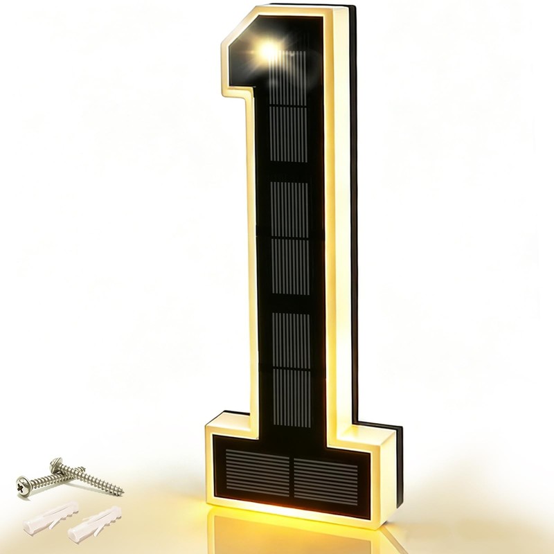 9 Inch Solar Lighted House Numbers for Outside, Waterproof LED Illuminated Addre