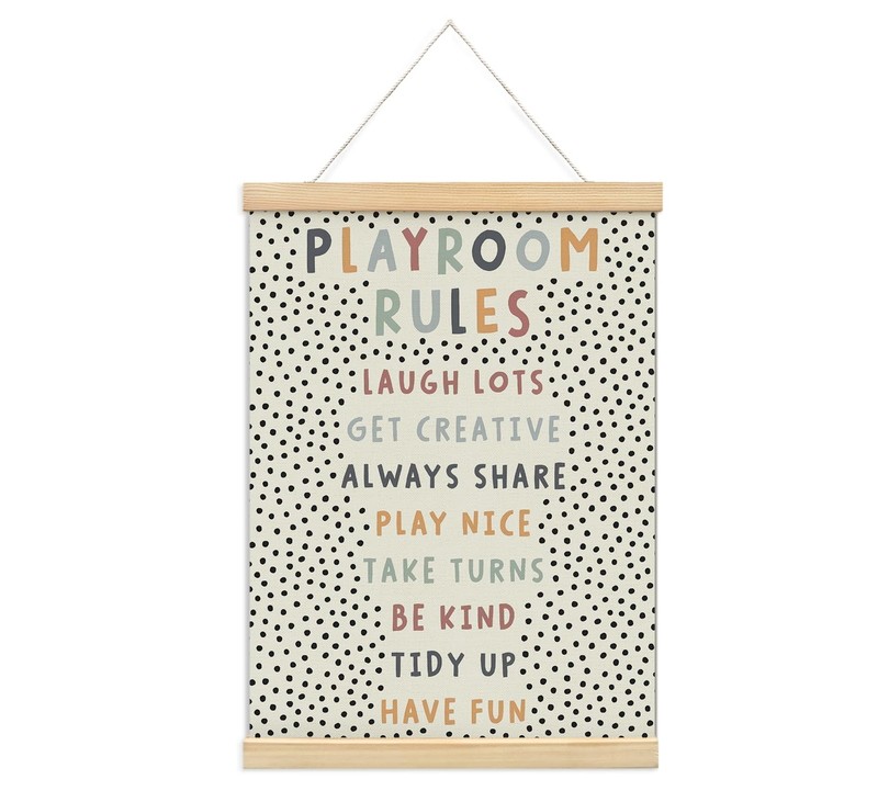 Playroom Kids Tollder Room Wall Decor, Play Room Rules Wall Decor for Kids Pl…