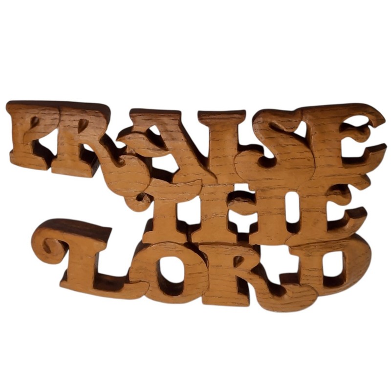 Vtg 1976 Abbey Press Praise The Lord Wall Hanging Faux Wood Sign Retro 1970s MCM
