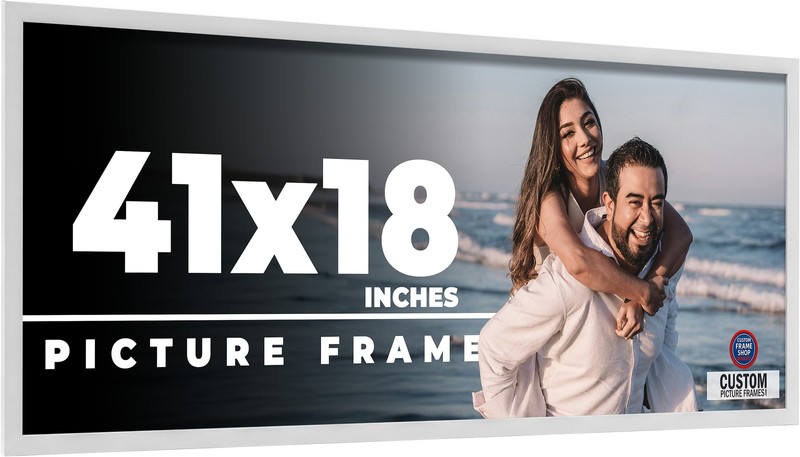 41x18 Frame White Real Wood Picture Frame Width 0.75 inches | Interior Frame Dep