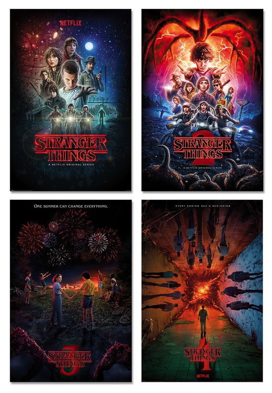 STRANGER THINGS – SEASONS 1, 2, 3 & 4 – TV SHOW POSTER SET (REGULAR STYLES 1)