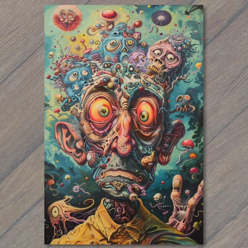 Art Print Man Surrealism Creepy Crazy Bright Colors Weird Strange Wild Unusual
