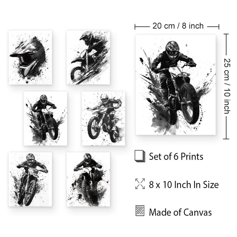 6 Pack Riding Motorcycle Unframed Waterproof Canvas Wall Art Decor, 8" x 10" ... gallery