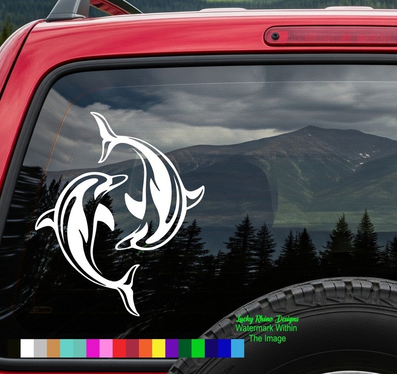 6″ Sea Life Dolphin Love Sticker Vinyl Ocean Beach Car Window Truck Decal Gift