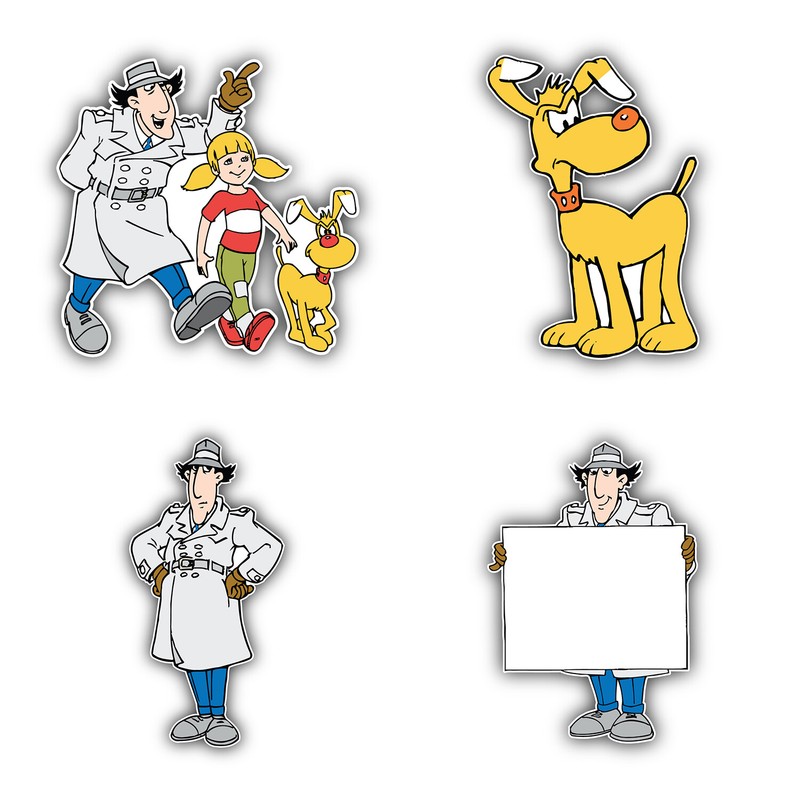 Inspector Gadget Cartoon Set Of 4 Vinyl Sticker Decal – 5” longer side ID:2
