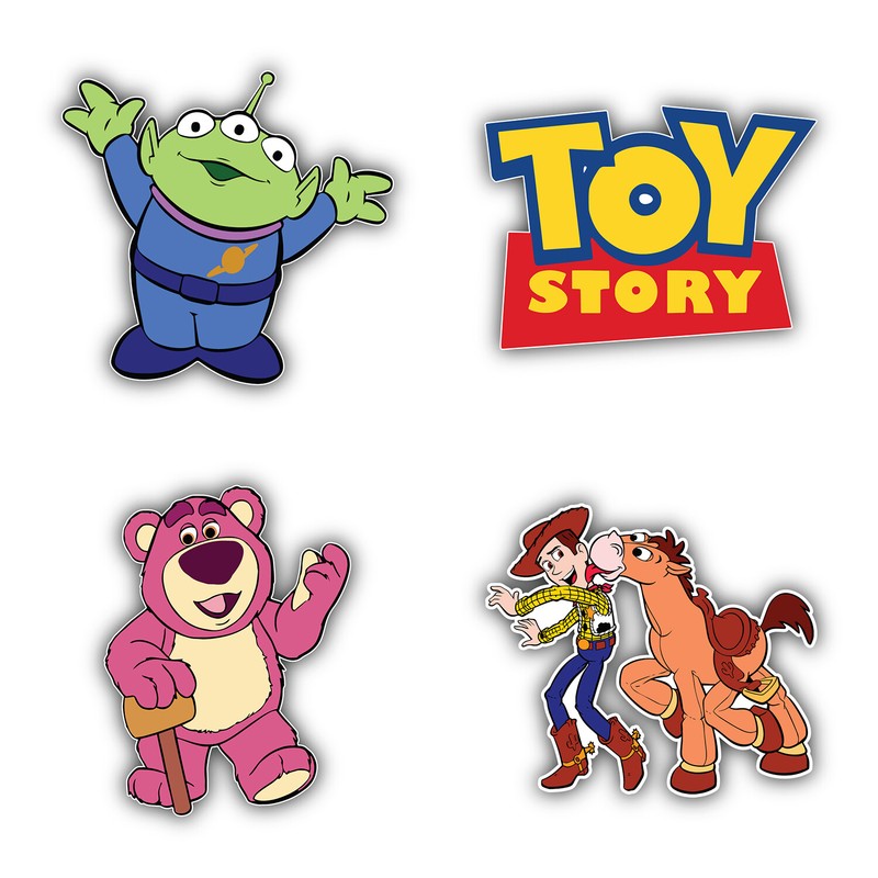 Toy Story Cartoon Set Of 4 Vinyl Sticker Decal – 5” longer side ID:1
