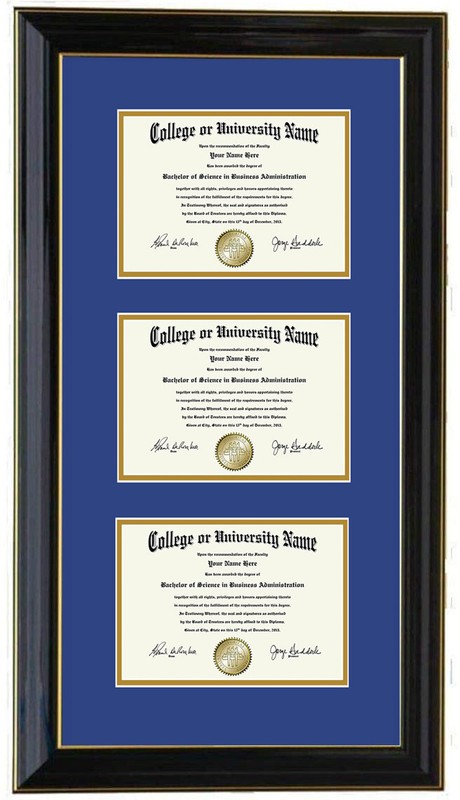 Triple Diploma Frame 5×7,8×6,9×7,10×8,11×8.5,12×9,13×10,14×11 V-F