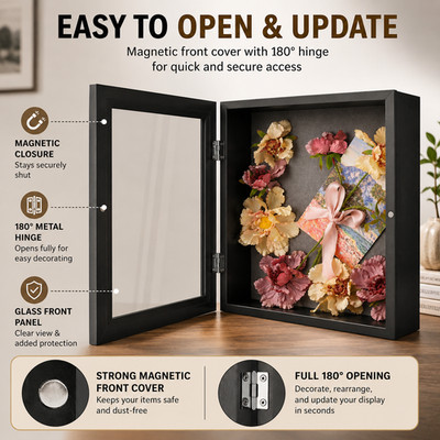 11x11 Shadow Box Frame Display Case 2-inch for Collages Mementos Collections gallery