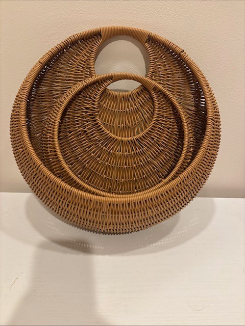 Set of Two Nesting Rattan Circular Baskets BOHO Wall Hanging gallery