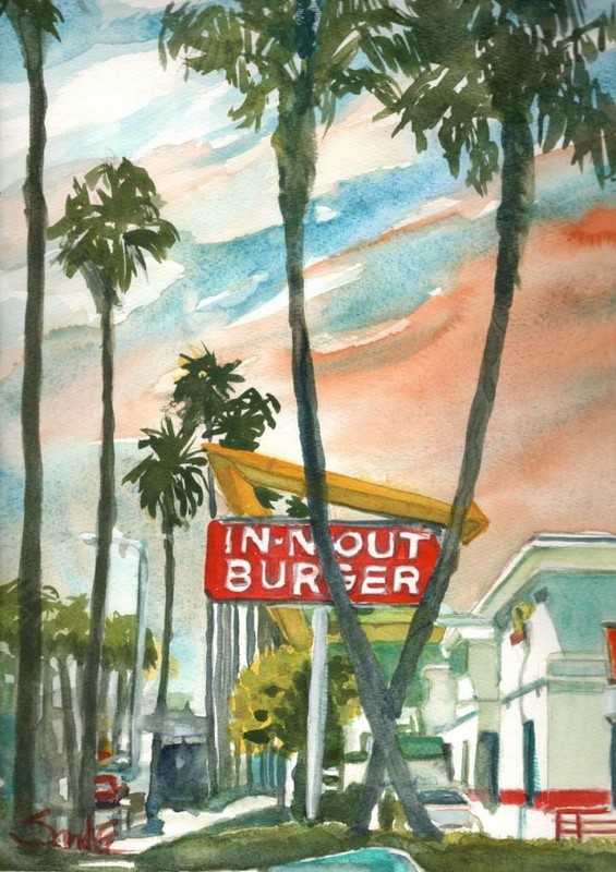 In N Out : Sandra Watercolors™ California : LE, Signed, Suitable for Framing gallery