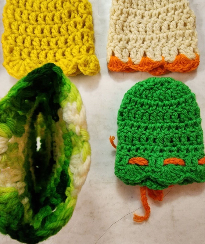 Lot of 6 Vtg Crochet Baby / Infant Beanies, Hand Warmers? Multiple Colors gallery