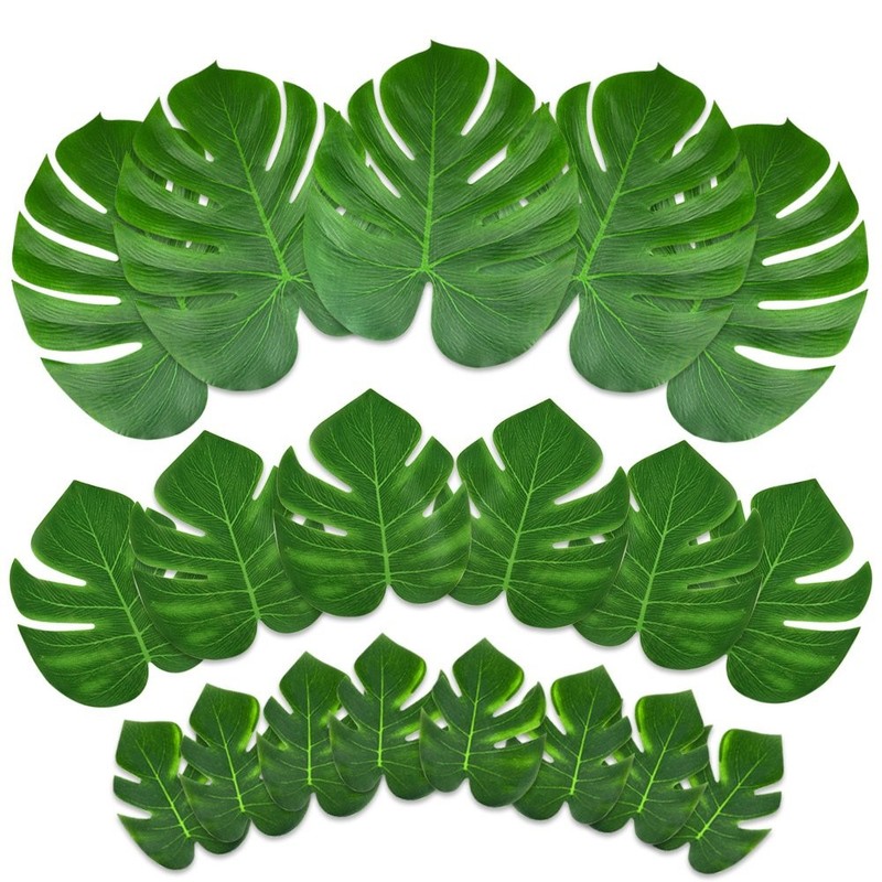 60 Pcs Tropical Leaves Party Decoration Artificial Tropical Palm Monstera Pla…