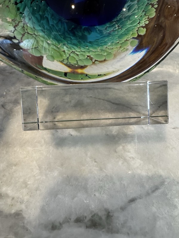 RARE Tabletop Evil Eye Glass Decoration Desk Coffee Table Kitchen Counter Green gallery