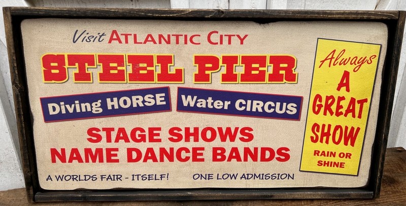 Antique Style Wood Steel Pier Atlantic City Advertising Home Decor Sign 12×24