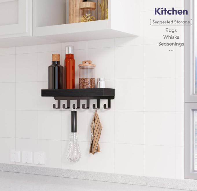 Wall Mount Key Holder With Shelf 5 Hooks Entryway Organizer For Mail Leash Glass gallery