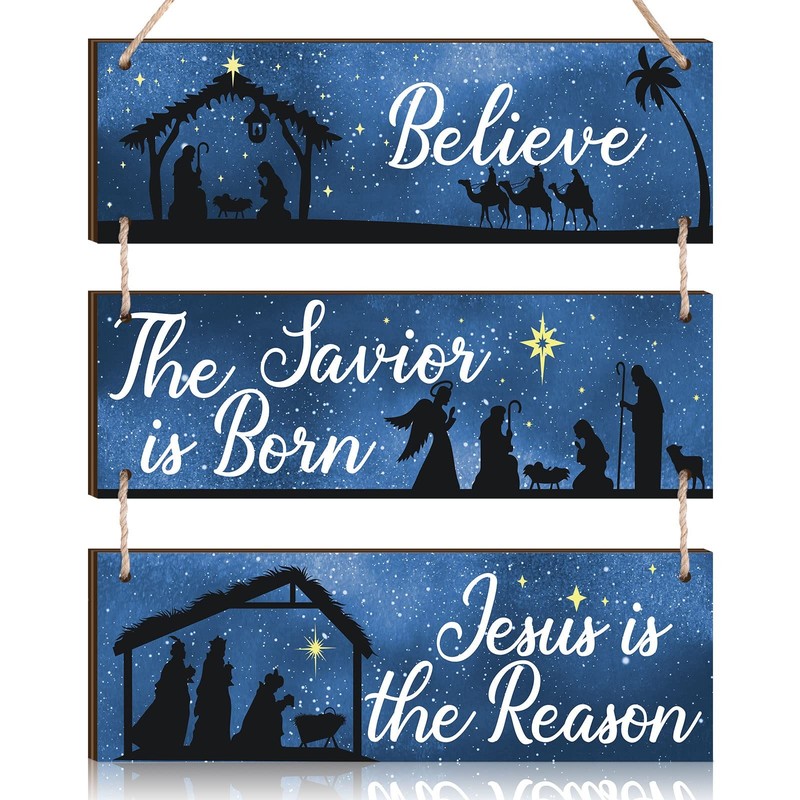 Jesus Is The Reason Sign – Religious Decor Wooden Hanging Ornaments for Party…
