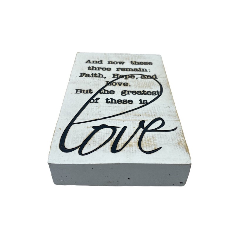 Home Décor Small Sign Faith Hope Love Distressed Farmhouse Shabby Chic White gallery