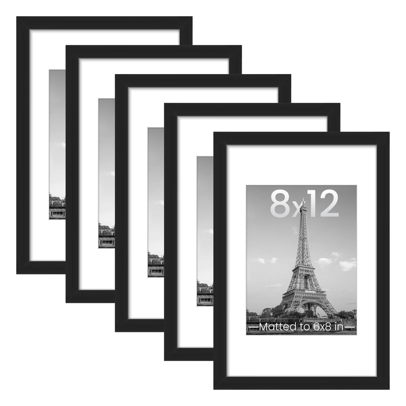 upsimples 8×12 Picture Frame Set of 5, Display Pictures 6×8 with Mat or 8 x 1…
