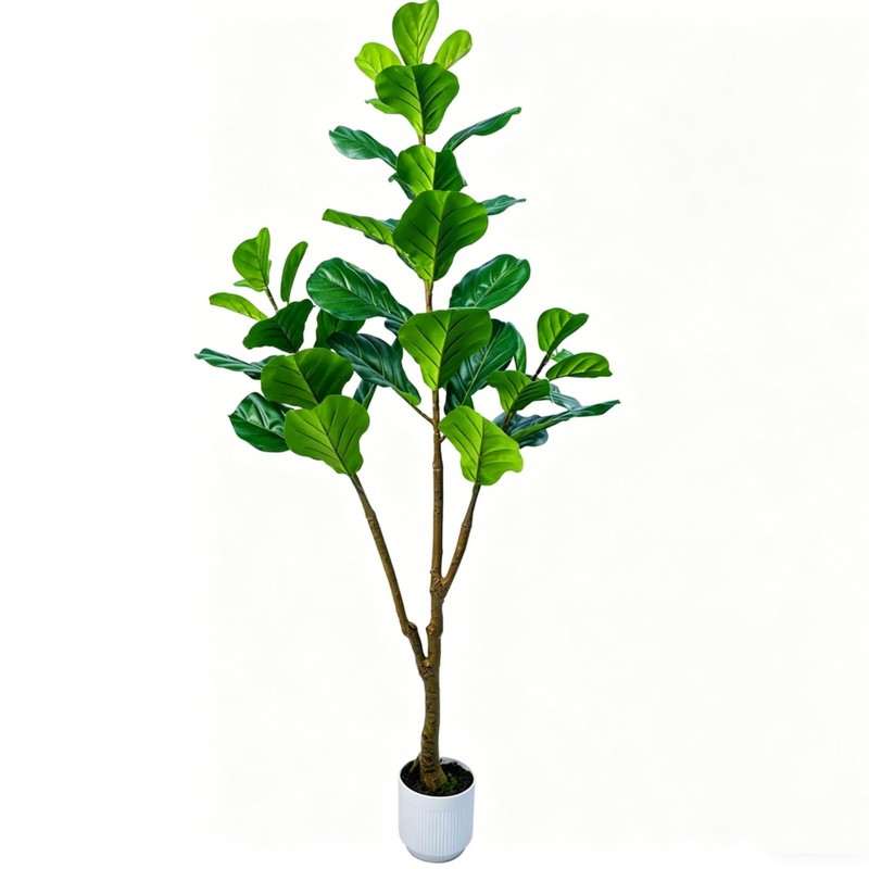 5Ft Fake Ficus Tree With White Pot Moss Lifelike Foliage Indoor Commercial Use gallery