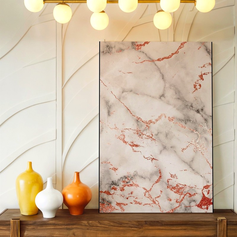 Wall Art White Marble Rose Gold Foil Abstract Print Modern Decorative Poster gallery