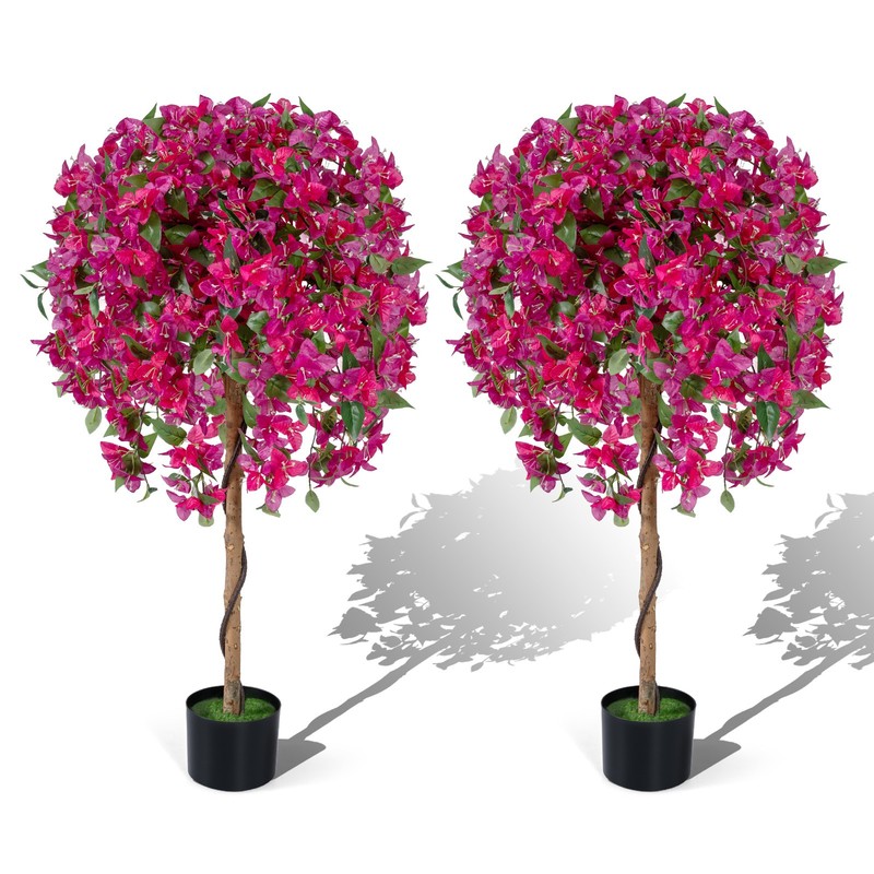 2 Pack Artificial Azalea Trees,51″Faux Floral Plants with Vivid Blooming Flowers