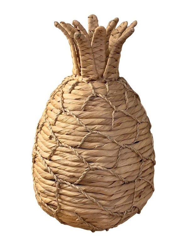 NATURAL WOVEN SEAGRASS 14″ PINEAPPLE TIKI LIGHT/LED CANDLE COVER TROPICAL DECOR