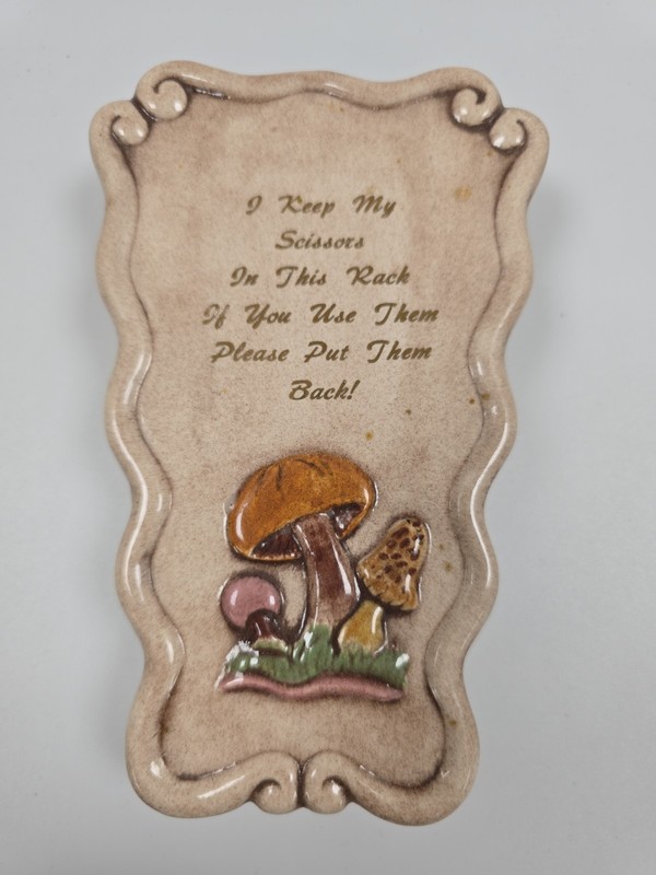 Ceramic Mushroom Scissors Holder Wall Pocket Sconce Hanging