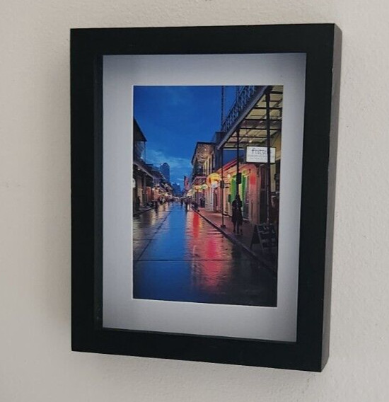 Beautiful Matted, Framed & Signed Photograph of Bourbon Street New Orleans