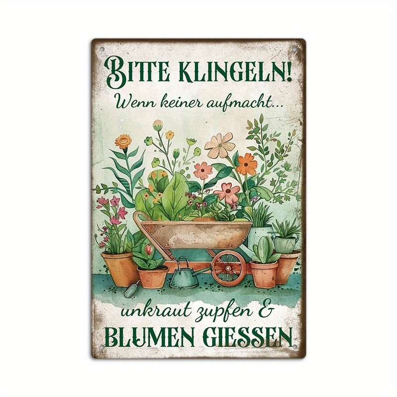 Putuo Decor German Vintage Tin Metal Signs 8×12: Bitte Klingeln! When No One Ans