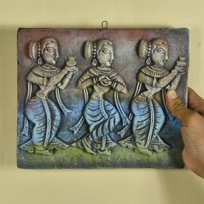 Handmade Premium Terracotta Abstract Three Women Wall Art For Home Décor